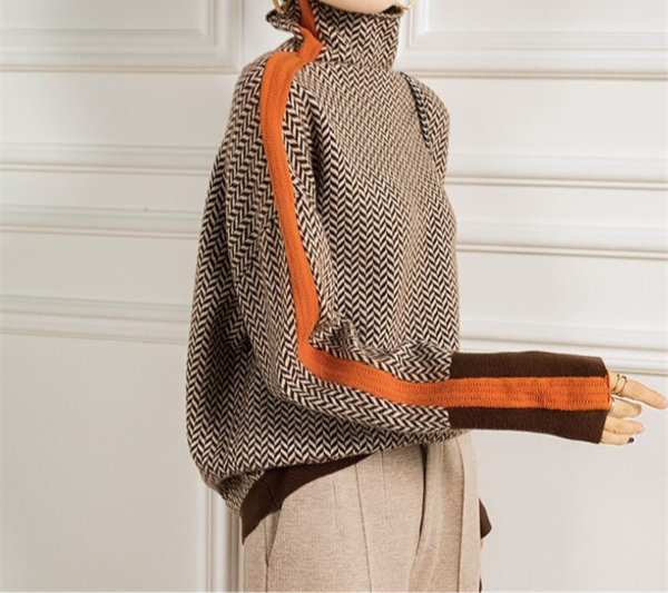 Lily - Herringbone Luxe Turtleneck